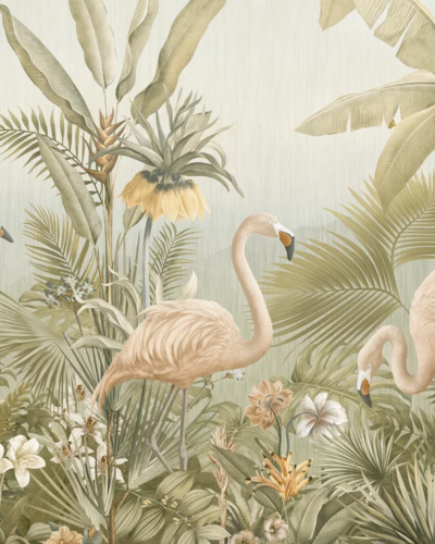 3D Flamingo Eden, Sepia, Photowall