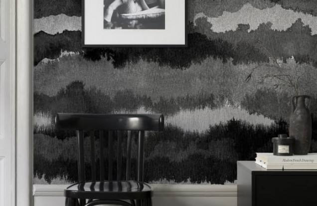 Washable Wallpaper Midnatt Dark Grey, Sandberg