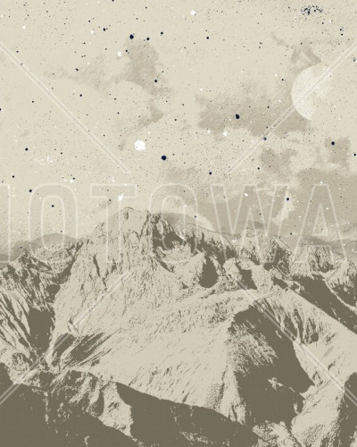 Mountain Nightscape - Beige, Photowall