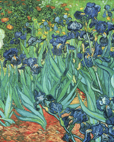 Wallpaper cu Irises, pictură de Vincent van Gogh, în stil artistic