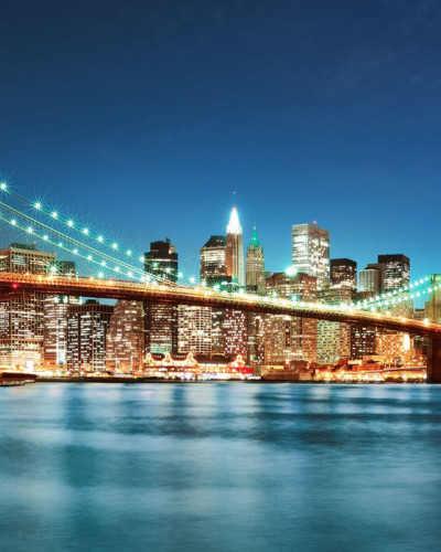 Fototapet cu imaginea podului Brooklyn pe timp de noapte