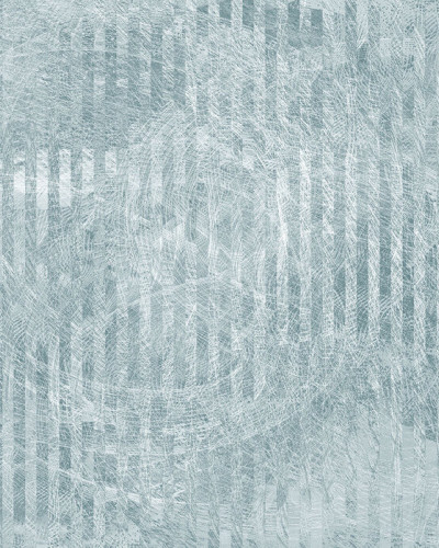 Tapet Specular Reflection, Blue Grey, cu un design abstract alb-negru pe un fundal albastru-gri.
