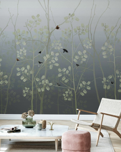 Fototapet Photowall PHW-E20771. Conține culorile: Gri, Gri Ardezie, Verde, Verde Stuf, Gri, Gri Pietricică, Bej, Bej Maroniu, Gri, Telegri 2