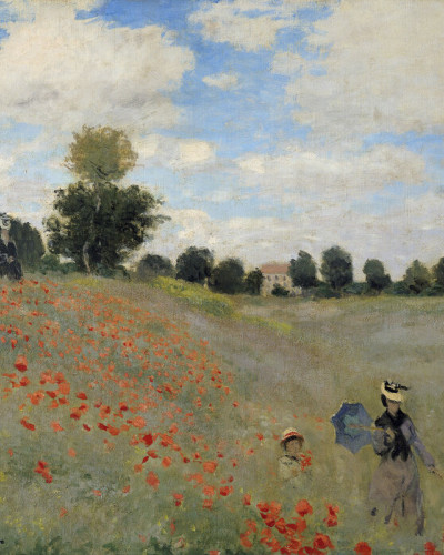 Tapet cu un design impresionist cu flori roșii, Wild Poppies, Claude Monet