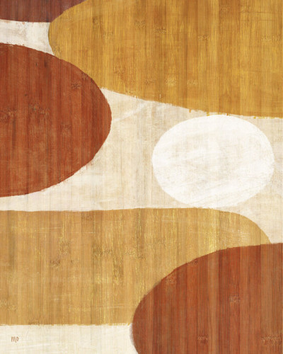 Tapet modern abstract Costa del Sol I cu cercuri de diferite marimi si culori calda, in living