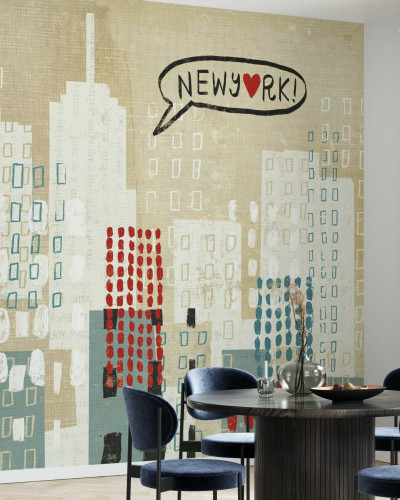 Tapet modern cu design urban, cu clădirile New Yorkului.
