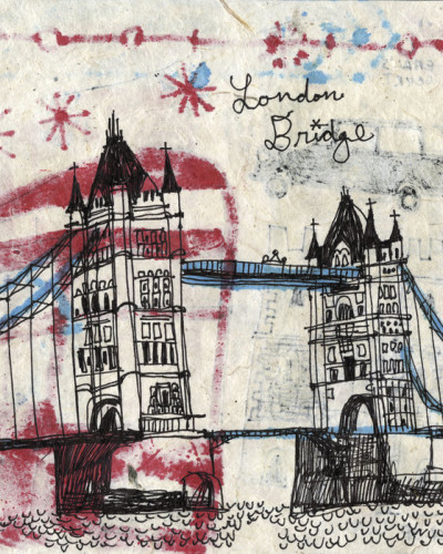 Tapet cu design artistic modern, perfect pentru dormitor. Imagine cu un tapet ce prezintă Tower Bridge din Londra.