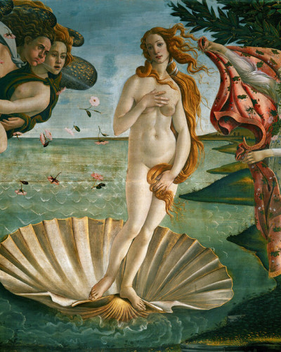 Birth of Venus by Sandro Botticelli wall mural in bedroom setting