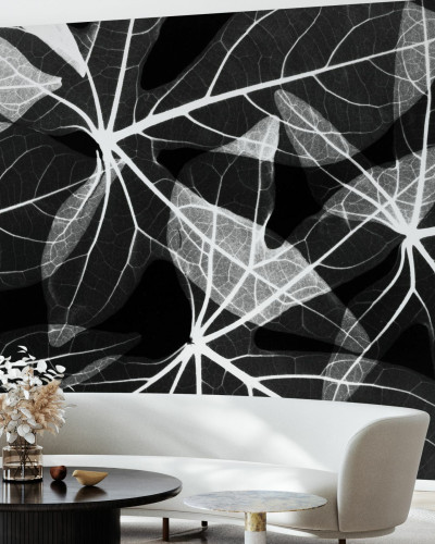 Tapet minimalist cu frunze, design modern