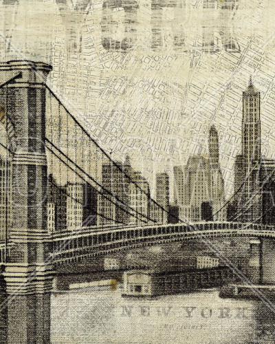 Tapet vintage cu Podul Brooklyn, New York
