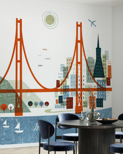 Tapet cu imaginea orașului San Francisco, Podul Golden Gate, culori vii