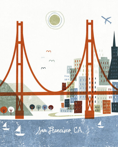 Tapet cu imaginea orașului San Francisco, Podul Golden Gate, culori vii