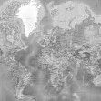 World Map Detailed, Grey, Photowall