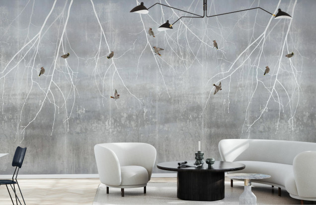 Fototapet Bohemian Birds, Pale Blue, Photowall
