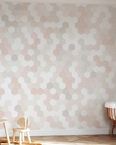 Wallpaper cu hexagonuri roz
