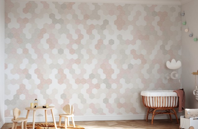 Hexagon Wallpaper, Pink, Photowall