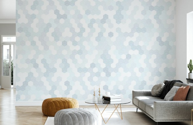 Hexagon Wallpaper, Blue, Photowall