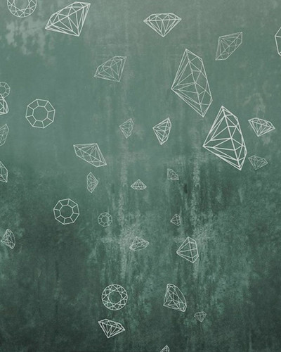 Tapet abstract cu diamane Lost Diamonds, Bluegreen, cu o combinație de culori reci și grafice discrete.