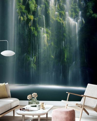 Tapet cu cascadă Mossbrae Falls în lumina soarelui