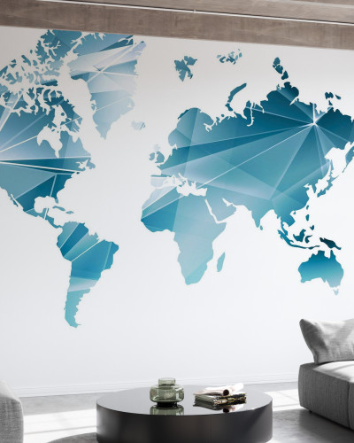 Geometric Concept World Map - Harta lumii abstractă, decor de perete modern