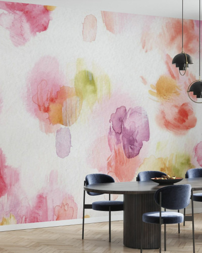 Tapet Watercolor Petals, cu design minimalist inspirat de pictura in acuarelă