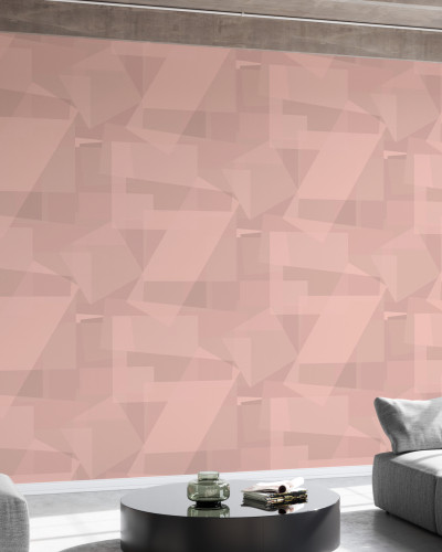 Tapet geometric modern roz pudrat, Block Powder, cu un design modern si elegant, ideal pentru a crea o atmosfera caldă și primitoare in living, dormitor sau birou.