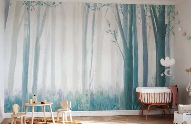 Trees, Blue, Photowall Wallpaper