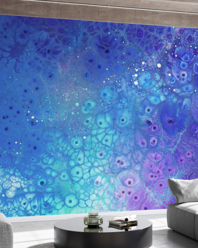 Tapet modern albastru, cu design abstract, perfect pentru camera de zi, dormitor sau living.