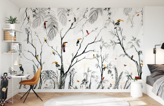 Tropical Charcoal Photo Wallpaper, Photowall