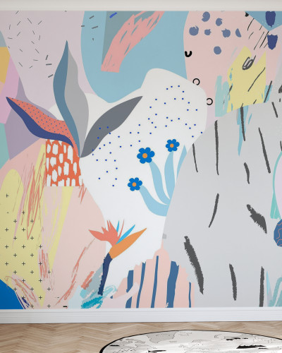 Flowery - Tapet cu un design abstract, cu accente florale