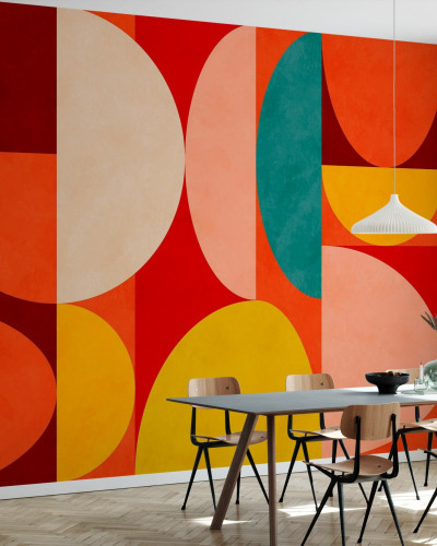 Tapet Circles Mid Century X - Culori vibrante și forme geometrice pentru un design modern