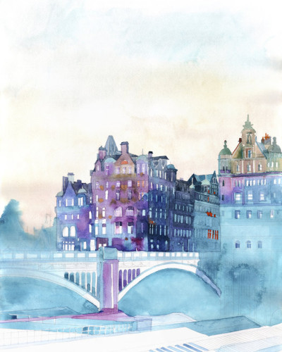 Tapet cu imagine a orasului Edinburgh in timpul iernii, cu culori pastelate si o atmosfera relaxanta, perfect pentru living, dormitor sau orice alt spatiu pe care vrei sa-l personalizezi.