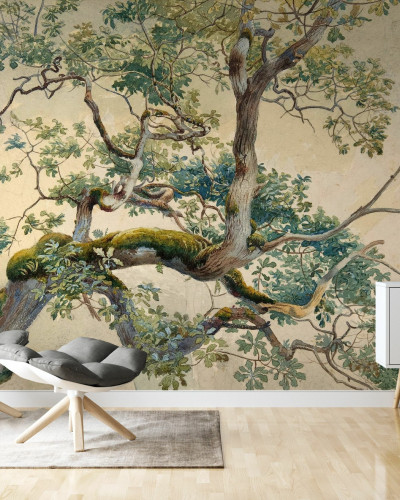 Tapet cu ramură de copac pictată cu grijă, Tree Branch Art