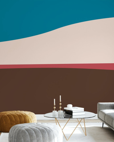Tapet modern cu linii curbe și culori vibrante