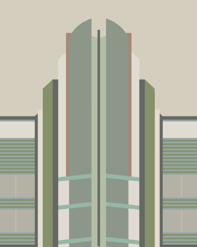 Fototapet Miami Deco 1 - Design geometric minimalist cu linii clare și culori neutre.