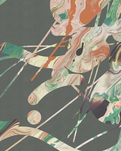 Tapet abstract modern cu accente de smarald