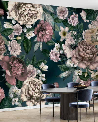 Tapet floral elegant cu flori delicate