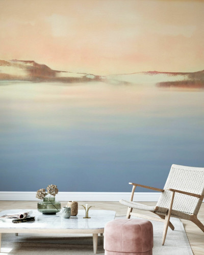 Tapet Dreamy Light II cu un peisaj superb în culori pastelate