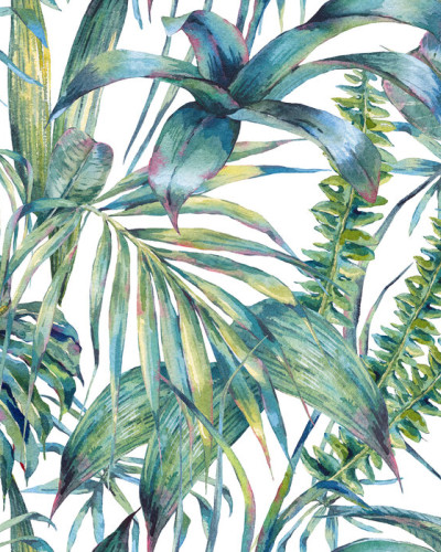 Tapet Exotic Leaves, cu un design vibrant, cu frunze tropicale pictate cu grijă