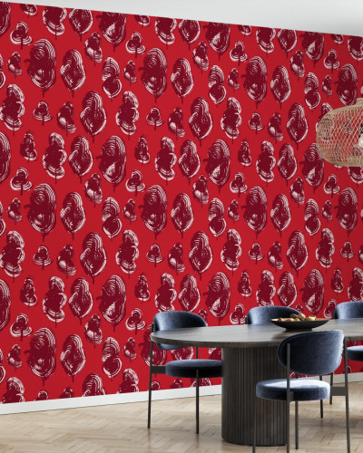 Tapet Leaves, Red Poppy, Photowall, cu un design modern de frunze de mac roșu, pentru a adăuga un strop de culoare și eleganță casei tale.