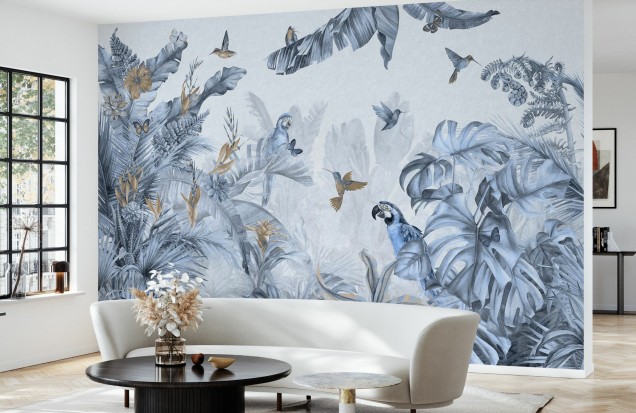 Parrots Paradise, Blue, Photowall Wallpaper