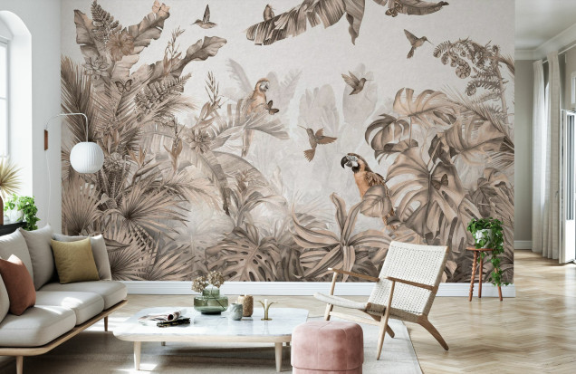 Parrots Paradise, Sepia, Photowall Wallpaper