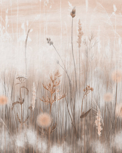 Fototapet cu design floral sepia într-un interior modern