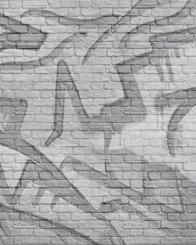 Fototapet cu aspect de zid de cărămidă gri cu graffiti