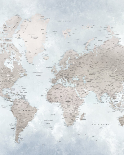 World Map, Bright - tapet harta lumii cu culori vibrante