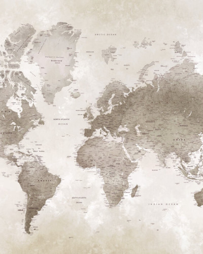 World Map, Sepia, Photowall