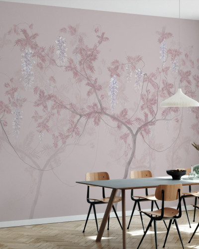 Fototapet cu design floral roz și albastru, Tree Waltz