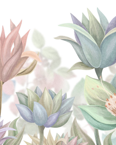 Fototapet cu flori pastelate, decoratiuni interioare, living