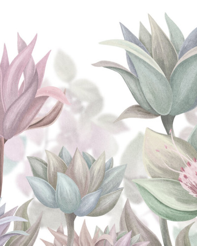 Fototapet floral cu design delicat într-o cameră de copii