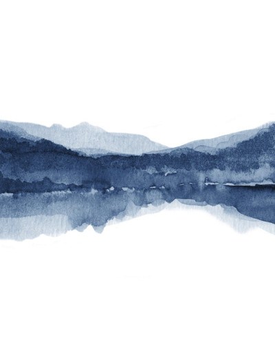 Tapet Watercolor Landscape II, Navy Blue